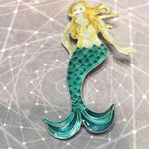 Mermaid enamel pin brooch 2.25”